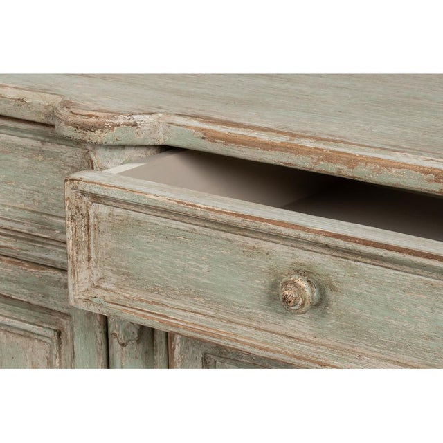 Wood French Provincial Sage Painted Buffet Sideboard For Sale - Image 7 of 11
