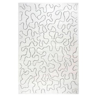 Modern Ribbon Design Black & White, Wool & Silk Rug by Doris Leslie Blau For Sale
