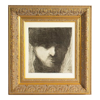 Portrait Etching by James L. Bruch For Sale