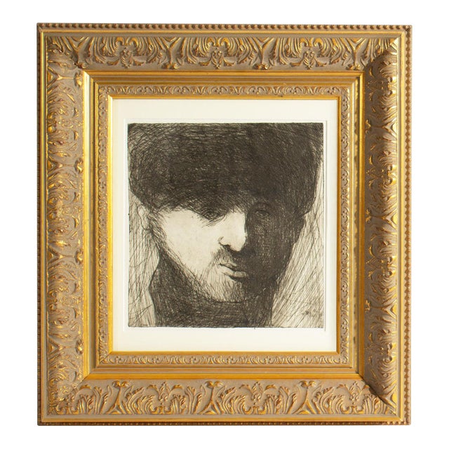 Portrait Etching by James L. Bruch For Sale