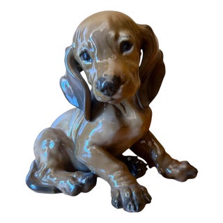 Porcelain Dachshund Figurine by Theodor Kärner for Rosenthal, 1920s For Sale