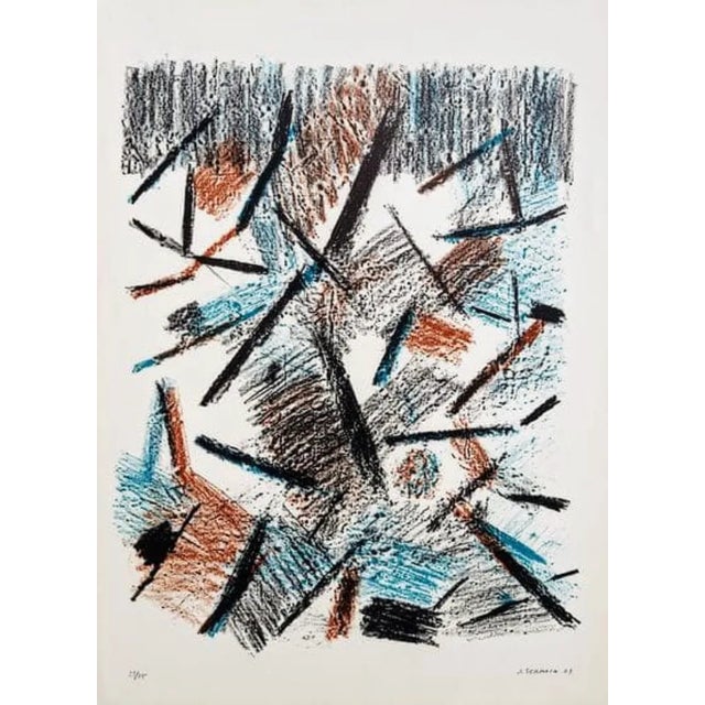 Jacques Germain - Abstract Composition III - 1969 Beautiful and decorative Original Hand-signed Lithograph on Arches...