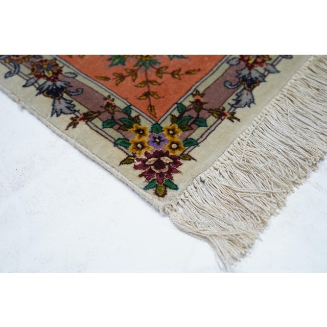 Persian Late 20th Century Extremely Fine Persian Tabriz 70 Raj. Wool and Silk With a Silk Foundation Rug 5'3'' X 7'7'' For Sale - Image 3 of 10