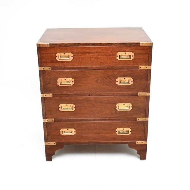 A beautifully constructed and very smart antique military campaign style chest of drawers. This was made in England, it...