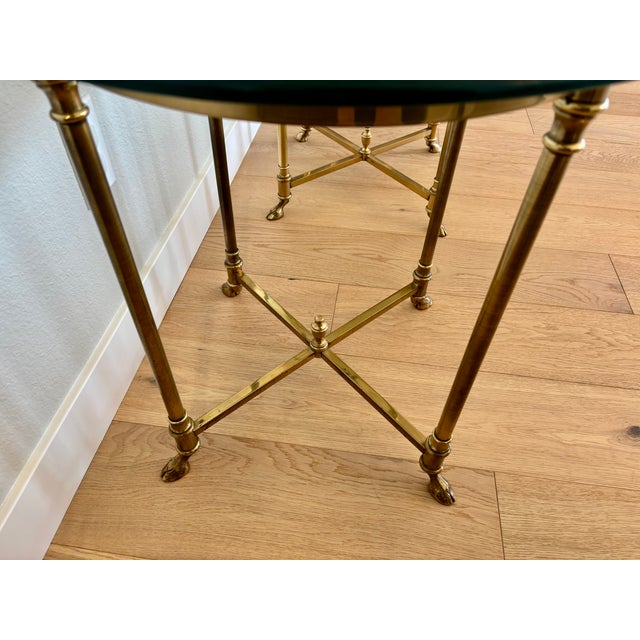 Vintage Italian Brass and Glass Round Side Tables - A Pair For Sale - Image 12 of 18
