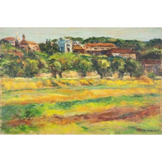 Pino Romanò, View of Circo Massimo and Celio, Oil Painting, 1990s For Sale