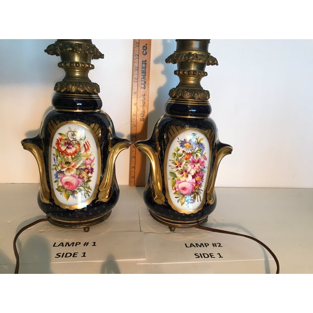Victorian Antique French Bayeux Porcelain Table Lamps - a Pair For Sale - Image 3 of 15