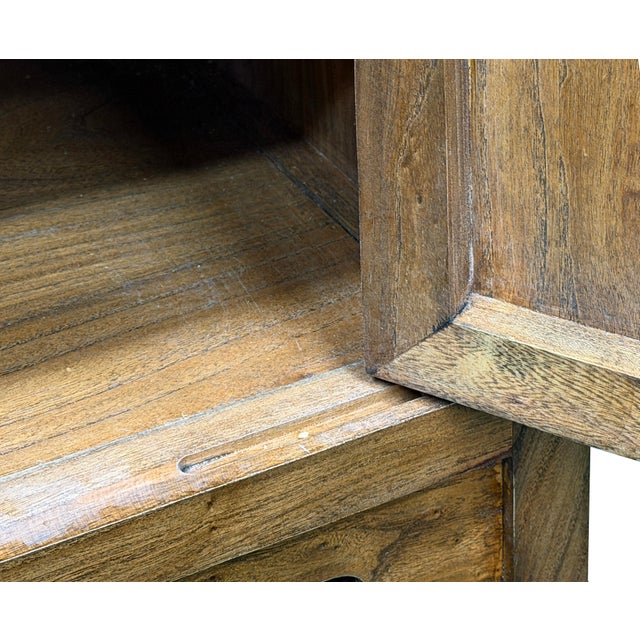 Oriental Simple Natural Wood Brown Drawer End Table Nightstand For Sale - Image 15 of 16