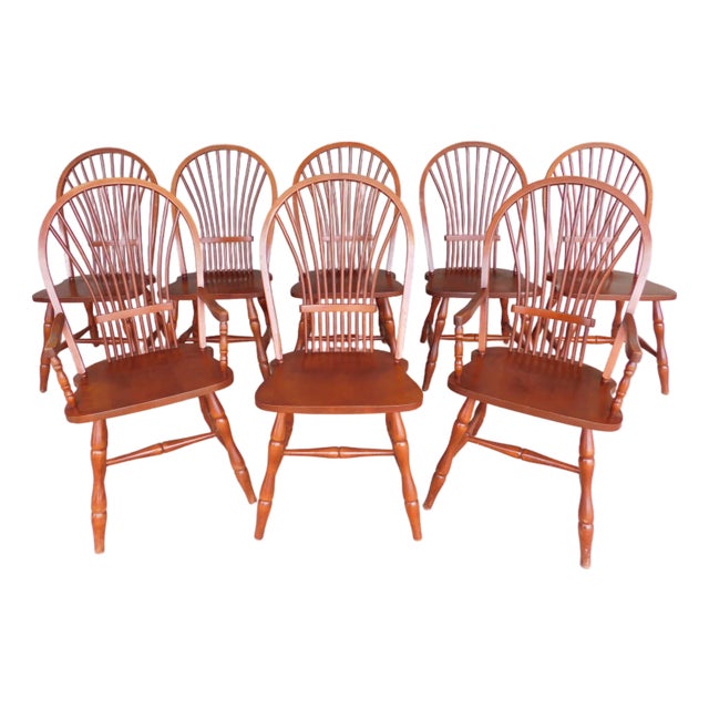 Bow Back Wheat Back Windsor Style Chairs - Set of 8 For Sale