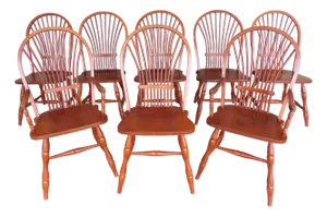 Bow Back Wheat Back Windsor Style Chairs - Set of 8