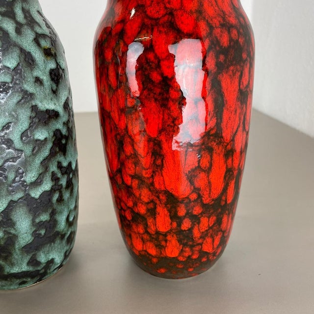 Super Color Crusty Fat Lava Vases from Scheurich, Germany, 1970s, Set of 2 For Sale - Image 11 of 18