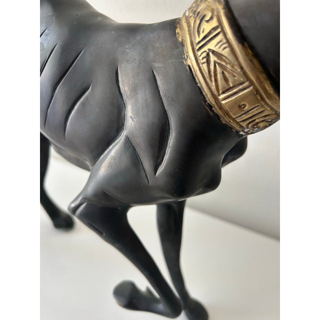 Ebony Mid 20th Century Vintage Pharoah Hound Deco Style Brass Statue For Sale - Image 8 of 10