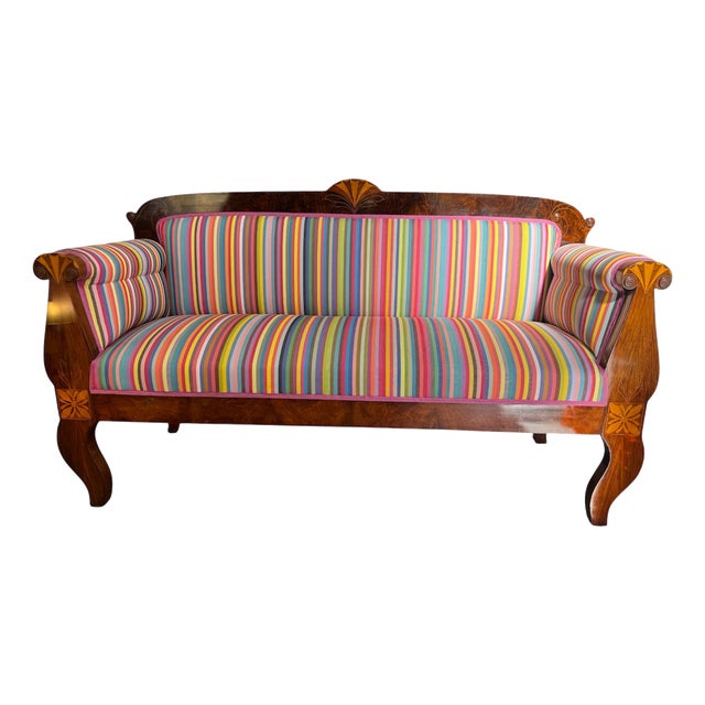 Biedermeier Striped Bench, 1825 For Sale