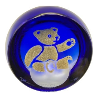 Vintage Caithness Scotland Art Glass "Teddy" Paperweight - Signed & Numbered For Sale