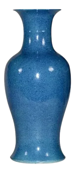 Tall 19th Century Chinese Porcelain Baluster Shaped Vase with Robin's Egg Blue Monochrome Glaze