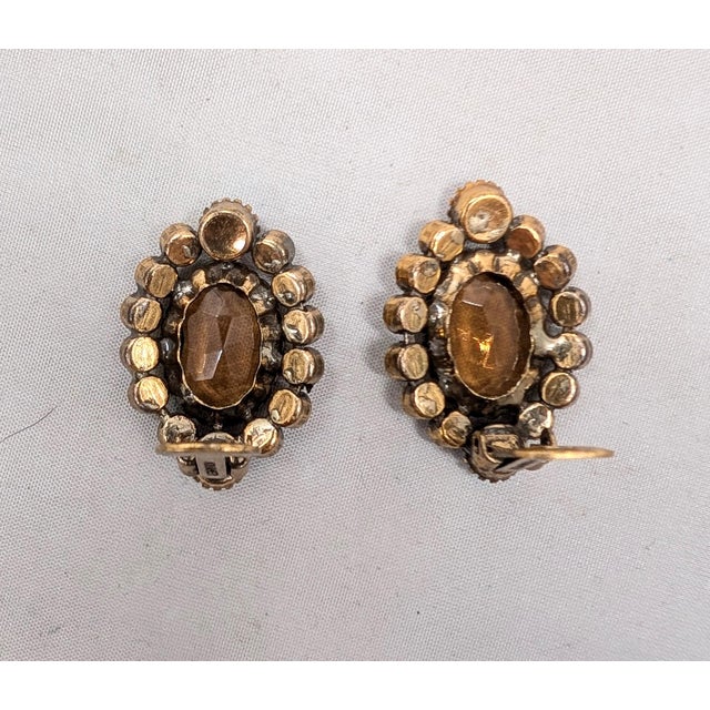 Vintage 1960s Signed Kramer of Ny Faux-Topaz & Orange Aurora Borealis Clip Earrings-2 Pieces For Sale - Image 9 of 9