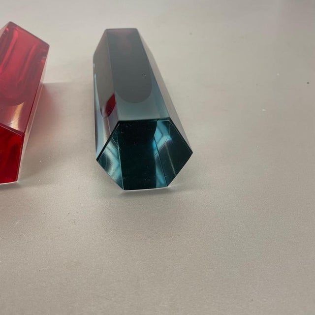 Faceted Murano Glass Sommerso Vase by Flavio Poli, Italy, 1970s, Set of 2 For Sale - Image 16 of 17