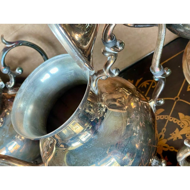 Silver Mid 20th Century Birmingham Silver Co Silver Plate Tea Set Coffee Service Kettle on Stand Teapot - 6 pcs For Sale - Image 8 of 12