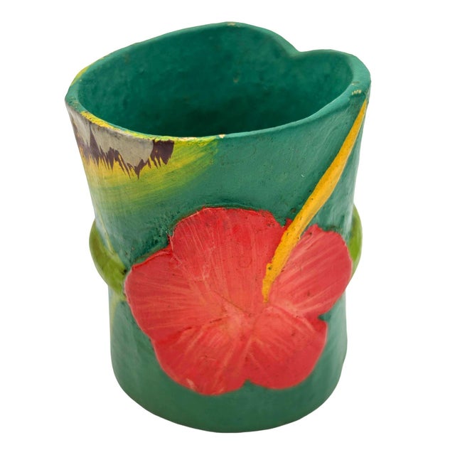 Green Mid 20th Century Hawaiian Hand Carved Napkins Rings W/ Hand Painted Floral, Set of 6 For Sale - Image 8 of 12