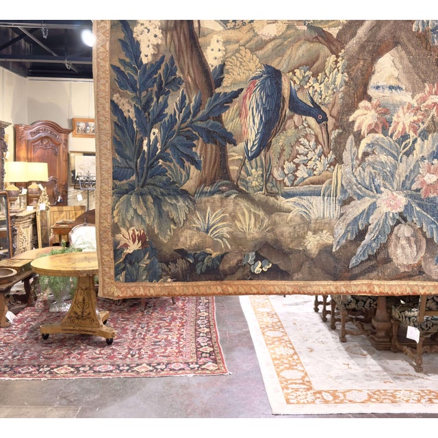 18th C. French Hand Woven Aubusson Tapestry With Birds, Ruins, and Floral Border For Sale In Dallas - Image 6 of 15