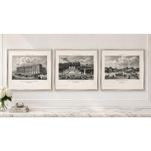 Title: Antique Paris & Versailles Views Set of 3, Louvre St Cloud Versailles : A refined and highly decorative set of...