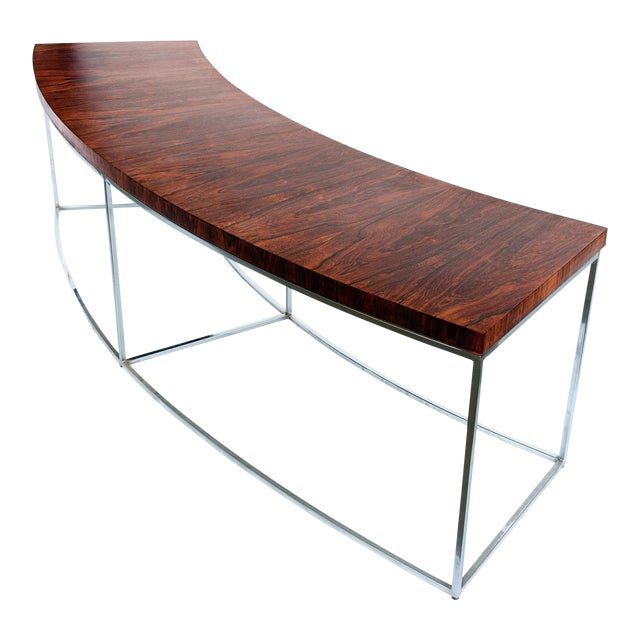 Milo Baughman Rosewood and Chrome Curved Bench/Sofa Table Chairish