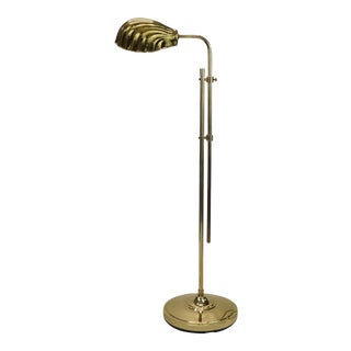 Vintage Adjustable Brass Clamshell Floor Lamp For Sale