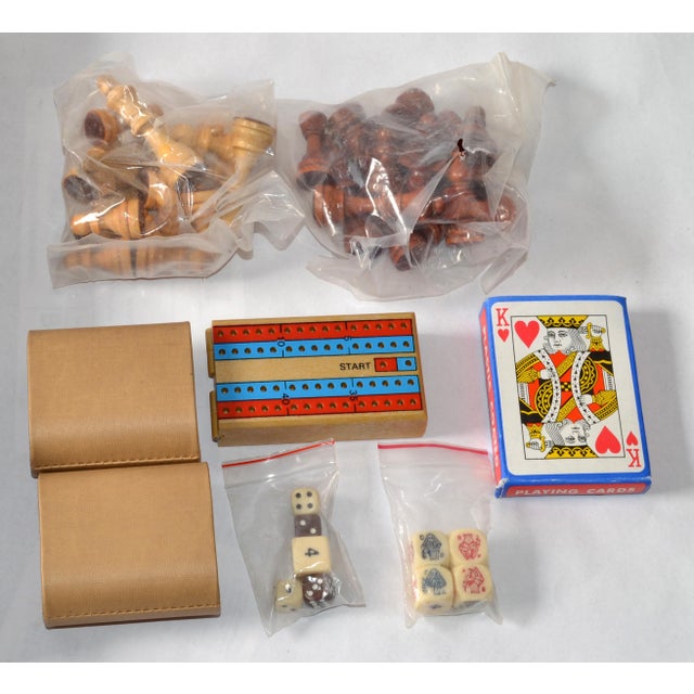 Wood Italian Vintage Carved Wood Backgammon Chess Set Toys Collectables Box Board Never Used For Sale - Image 7 of 17