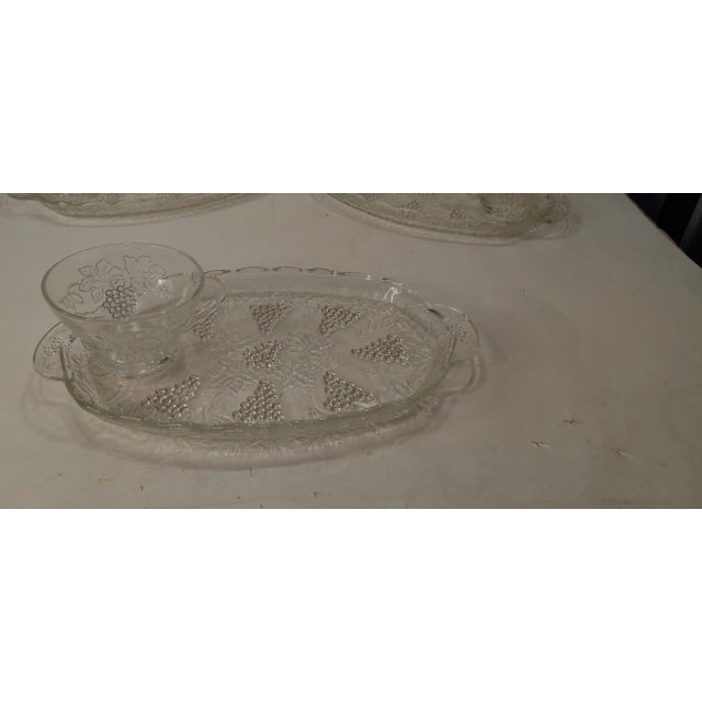 Vtg. Anchor Hocking Glass Snack Set 6 Piece Plate & Cup Set Grape Leaf Design. This set of 6 snack plate and cups is very...
