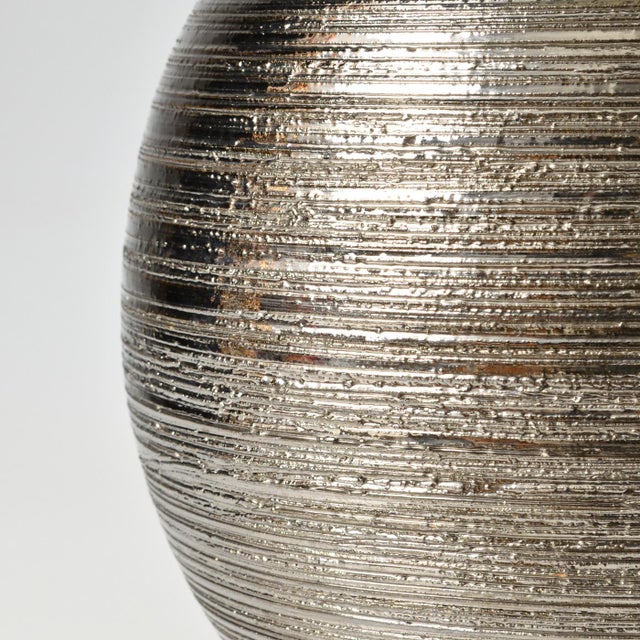 Ball-Shaped Silver Ceramic Table Lamp by Aldo Londi for Bitossi, 1970s For Sale - Image 14 of 15