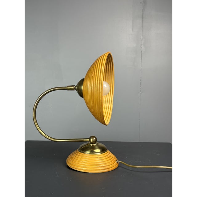 Mid-Century Pencil Reed Rattan Bamboo and Brass Wall Sconce, Italy, 1970s For Sale - Image 12 of 14