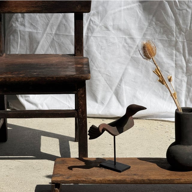 Tan Traditional Indonesian Decorative Wooden Bird on a Base without Crest For Sale - Image 8 of 18