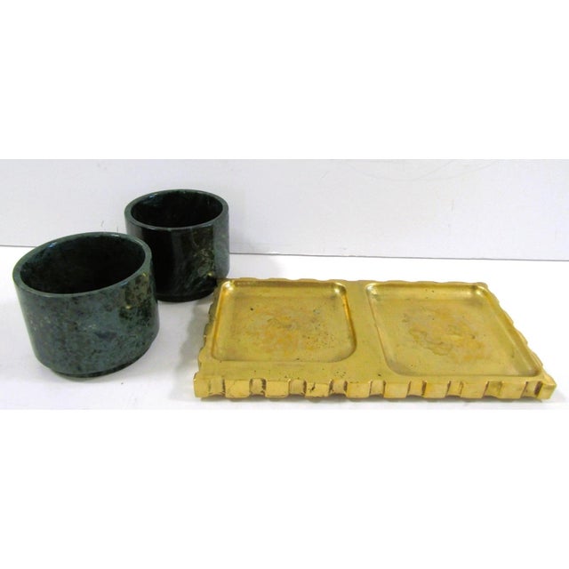 Contemporary Anastasio Home Tania Sarin Bespoke Espresso Set Stone Cups and Brass Tray For Sale - Image 3 of 9