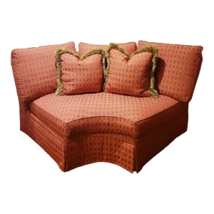 Custom Made Unique Down Filled Henredon Raspberry Curved Settee Banquet Sofa