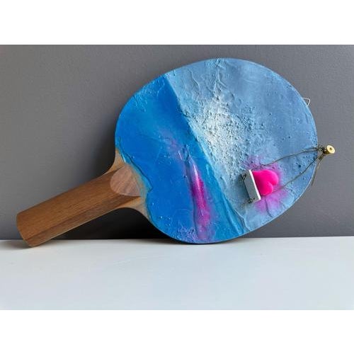Vera Vizzi, Ping Pong Racket with Ocean Seascape, 2024, Mixed Media For Sale - Image 6 of 10