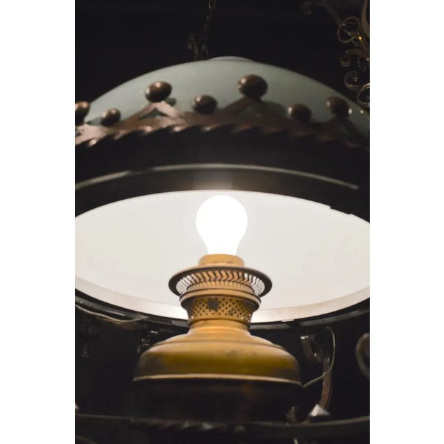 Steel Brass and Glass Oil Light Chandelier in the Spanish Style For Sale In New York - Image 6 of 12