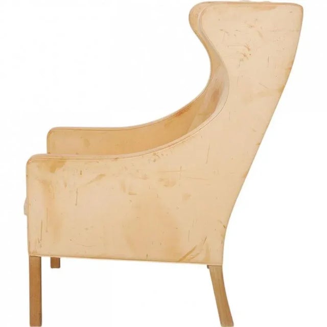 2204 Wing Chair in Natural Leather by Børge Mogensen, 2000s For Sale - Image 4 of 18