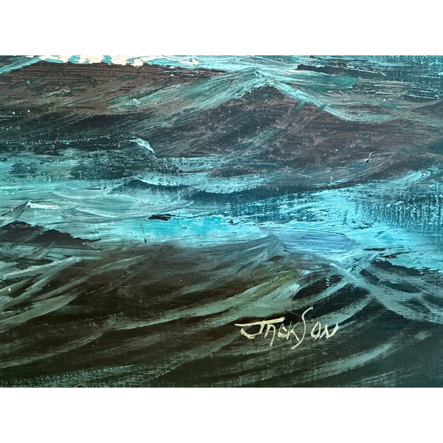 Impressionist Listed Artist Hewett Jackson Original Oil Painting Tall Ship Seascape Framed For Sale - Image 3 of 10