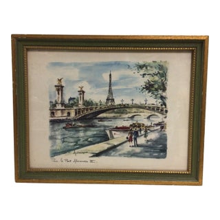 Vintage Paris, “France Paris, Le Pont Alexandre Iii.” by Armo Framed Print For Sale