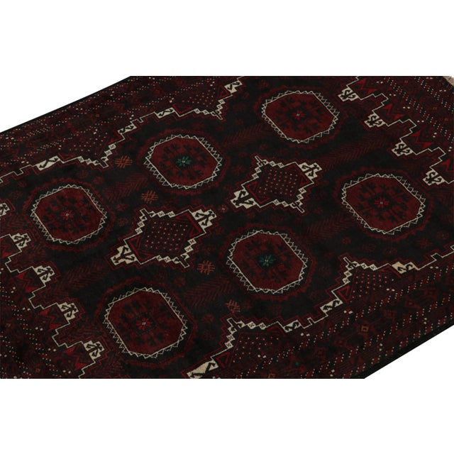 Rug & Kilim Rug & Kilim’s Baluch Tribal Rug in Burgundy With Geometric Patterns For Sale - Image 4 of 8