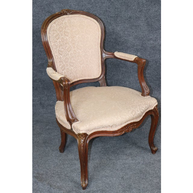 1940's Pair French Louis XV Style Carved Armchairs For Sale In Philadelphia - Image 6 of 13