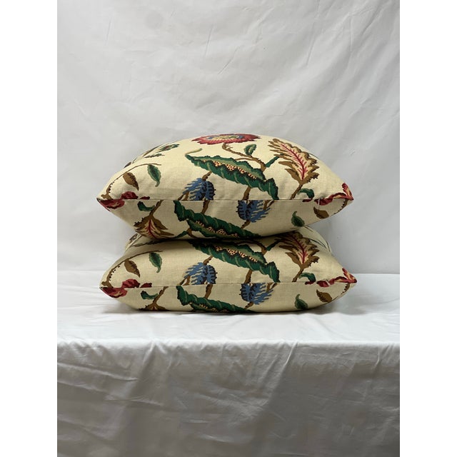 American Robert Allen “Jardin Lila” 21”x21” Feather/Down Pillows - A Pair For Sale - Image 3 of 3