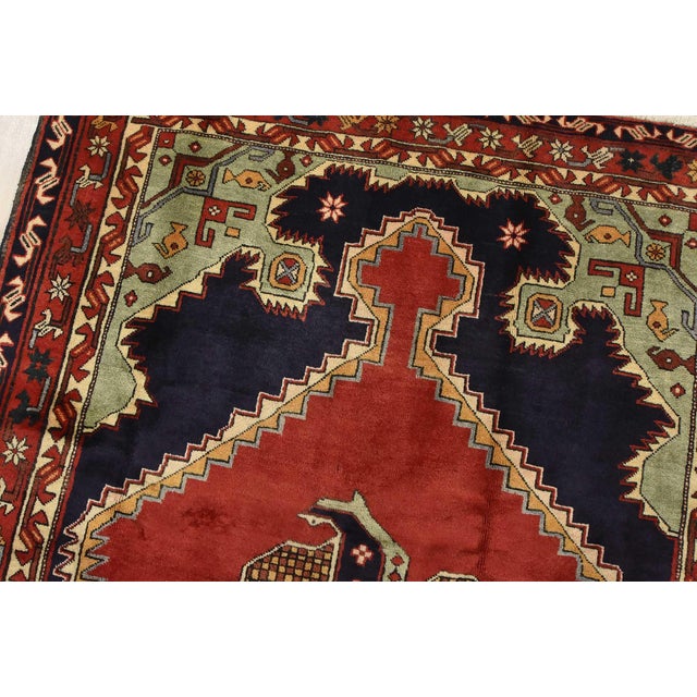 Karajeh Runner 4’8” X 11’5” Red Wool Vintage Tribal Hand-Knotted Oriental Rug For Sale In Philadelphia - Image 6 of 14
