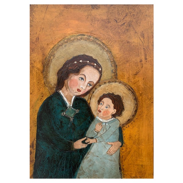 Dominika Stawarz-Burska, Madonna, Mixed Media on Board, 2021 For Sale