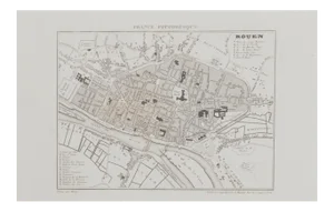 Unknown, Map of Rouen, Original Etching, 19th Century
