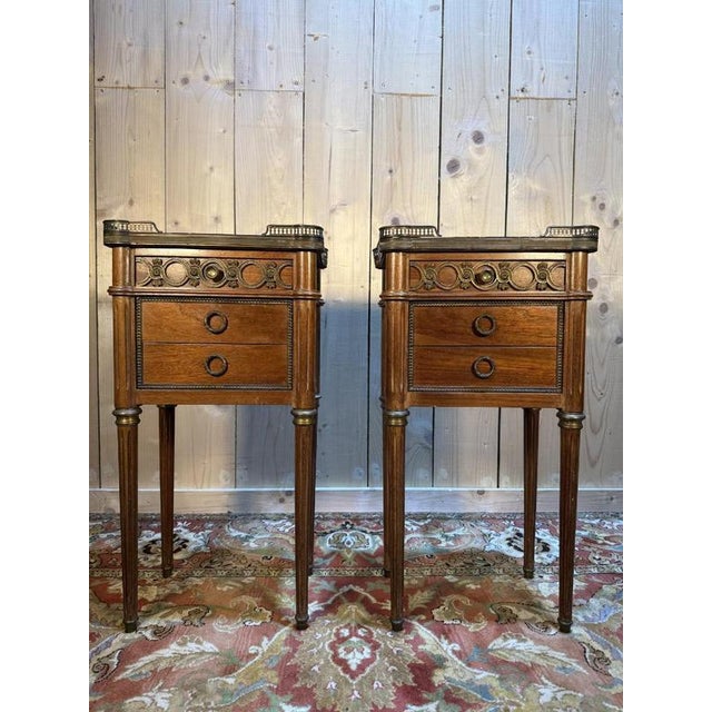 Louis XVI Style Bedside Tables in White Marble, Set of 2 For Sale - Image 10 of 10