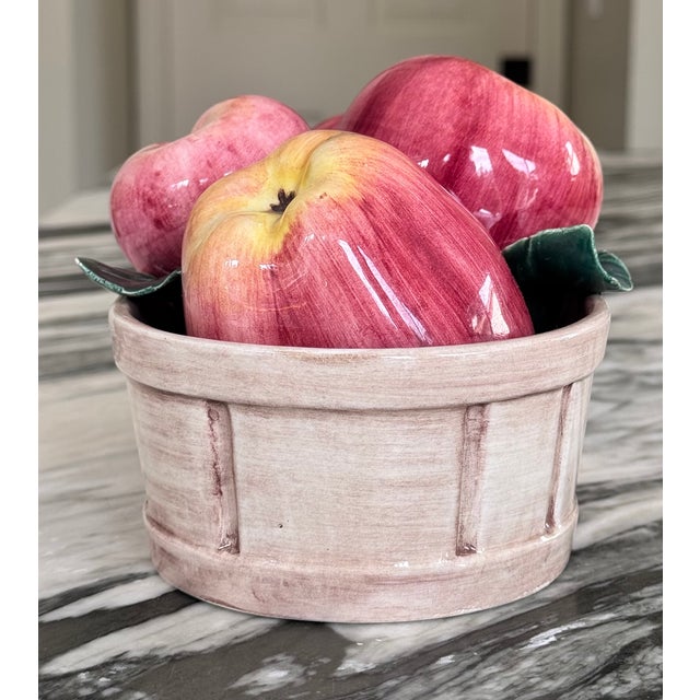 Made in Italy Vintage Trompe L’Oleil Basket of Apples For Sale - Image 9 of 11