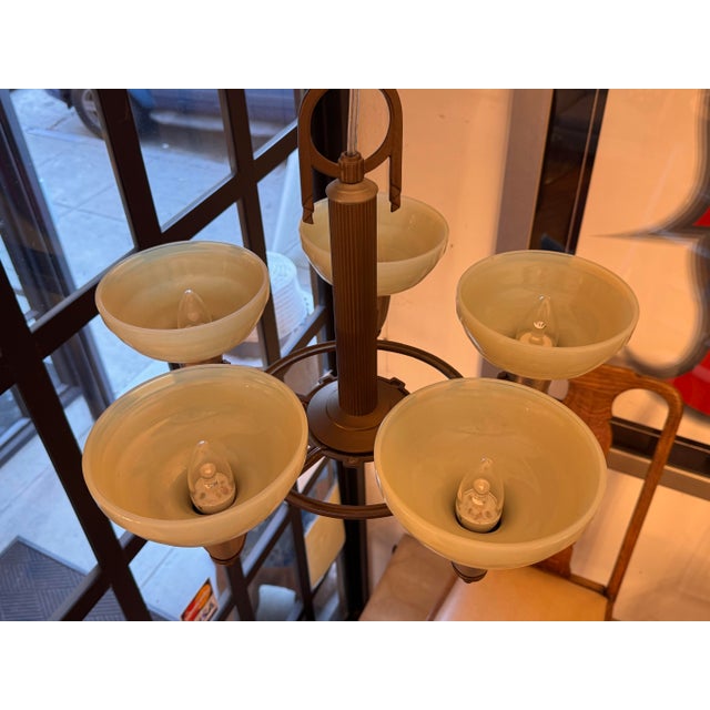 Rejuvenation Hardware Milky Glass Chandelier For Sale - Image 4 of 12