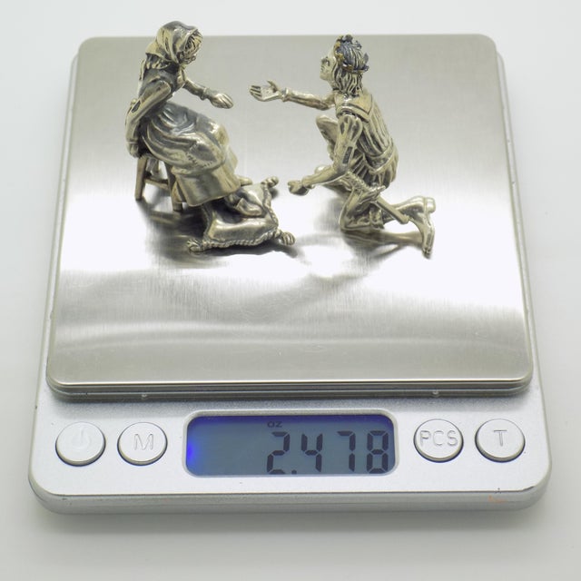 Vintage Italian Cinderella and Prince Silver 800 Figurine Duo by Arezzo Silversmiths, 1970s For Sale - Image 12 of 14