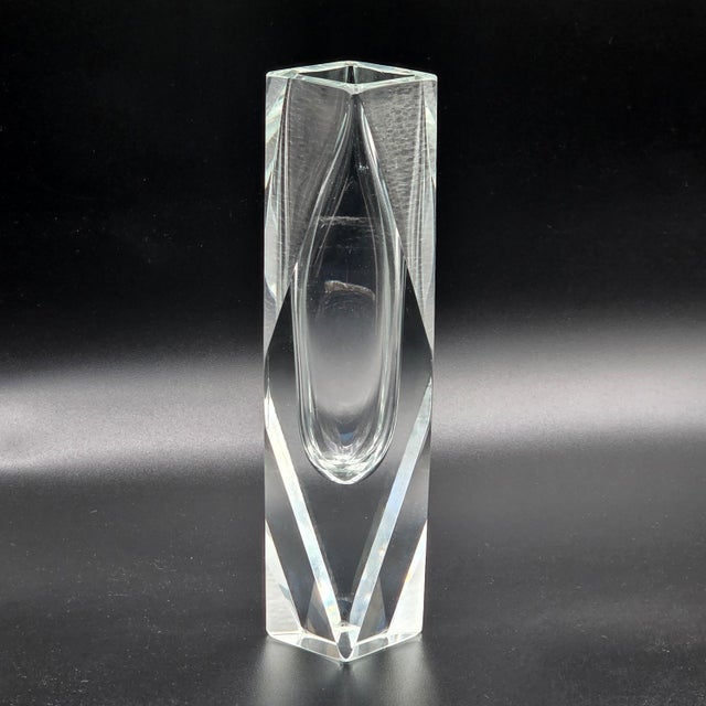 Contemporary Mid 20th Century Flavio Poli for Seguso Faceted Murano Crystal Vase For Sale - Image 3 of 12